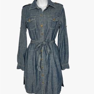 Tory Burch Blue Denim Belted Brigette Demi Shirt Dress Size 0